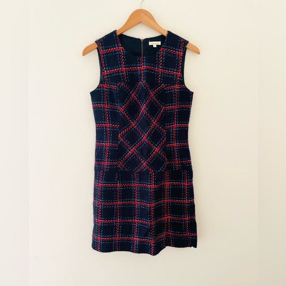 Shoshanna Adelia Cambridge Plaid Tweed Sleeveless Dress - Picture 2 of 6